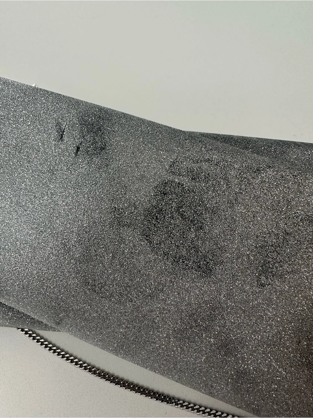 Christian Louboutin Silver Glitter Envelope Clutch with Chain